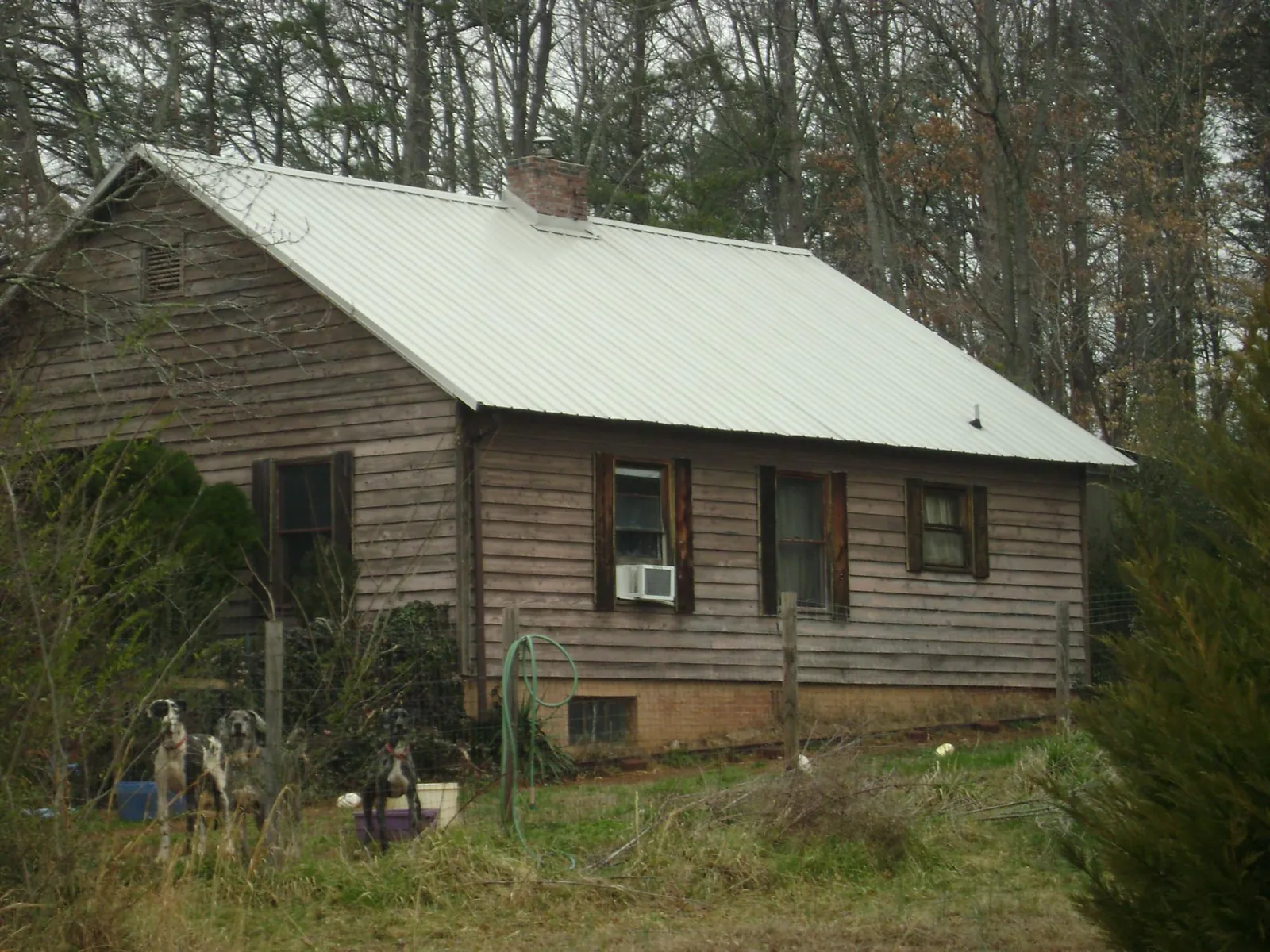 White metal roof on an old wood sided farmhouse, from a Metal Roof Installation job in Astoria